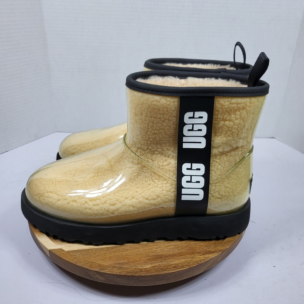 UGG Classic Clear Mini Boots Women 8 Natural Black Excellent Waterproof 1113190